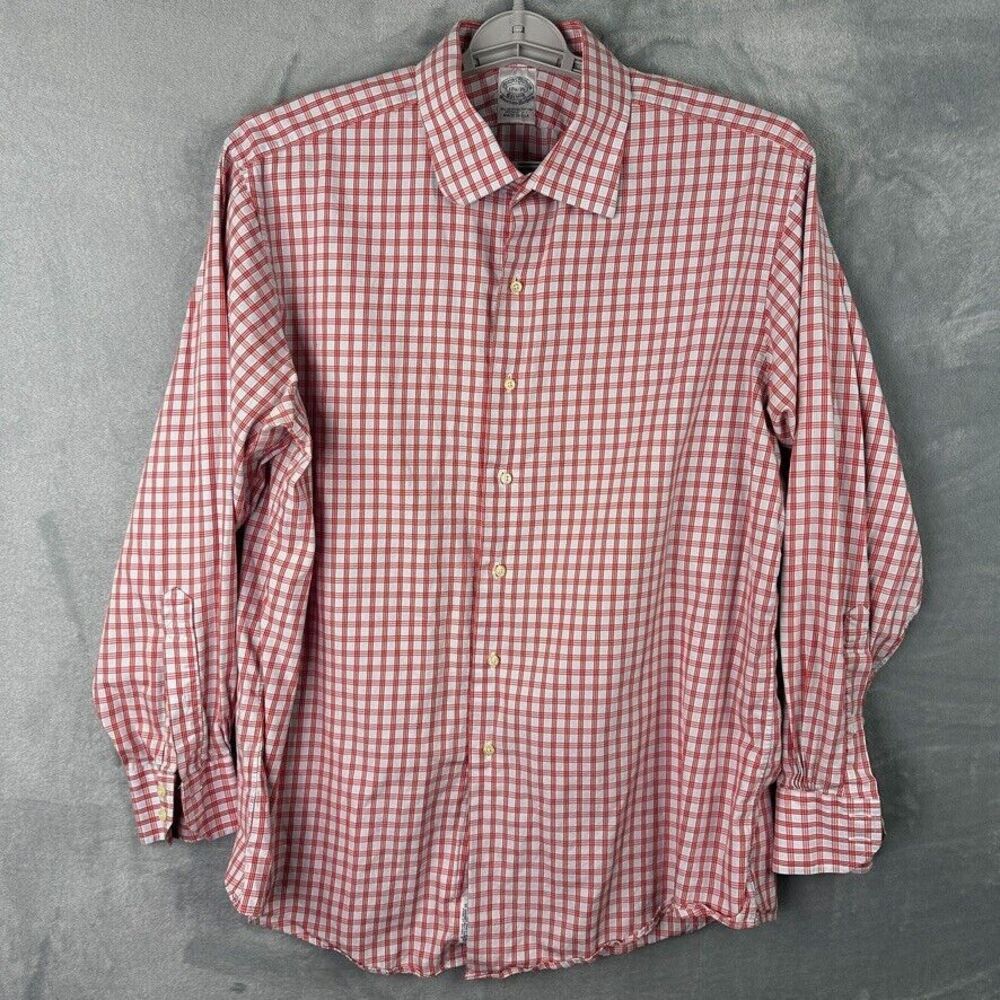 brooks brothers makers and merchants red‎ check button down long sleeve 18-35